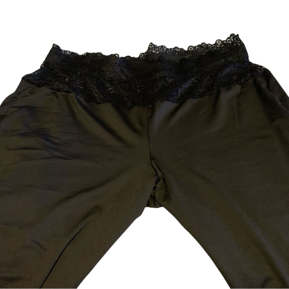 SHEIN 4X lace elastic high waisted Black Leggings with lace bottoms nwot - Picture 2 of 7
